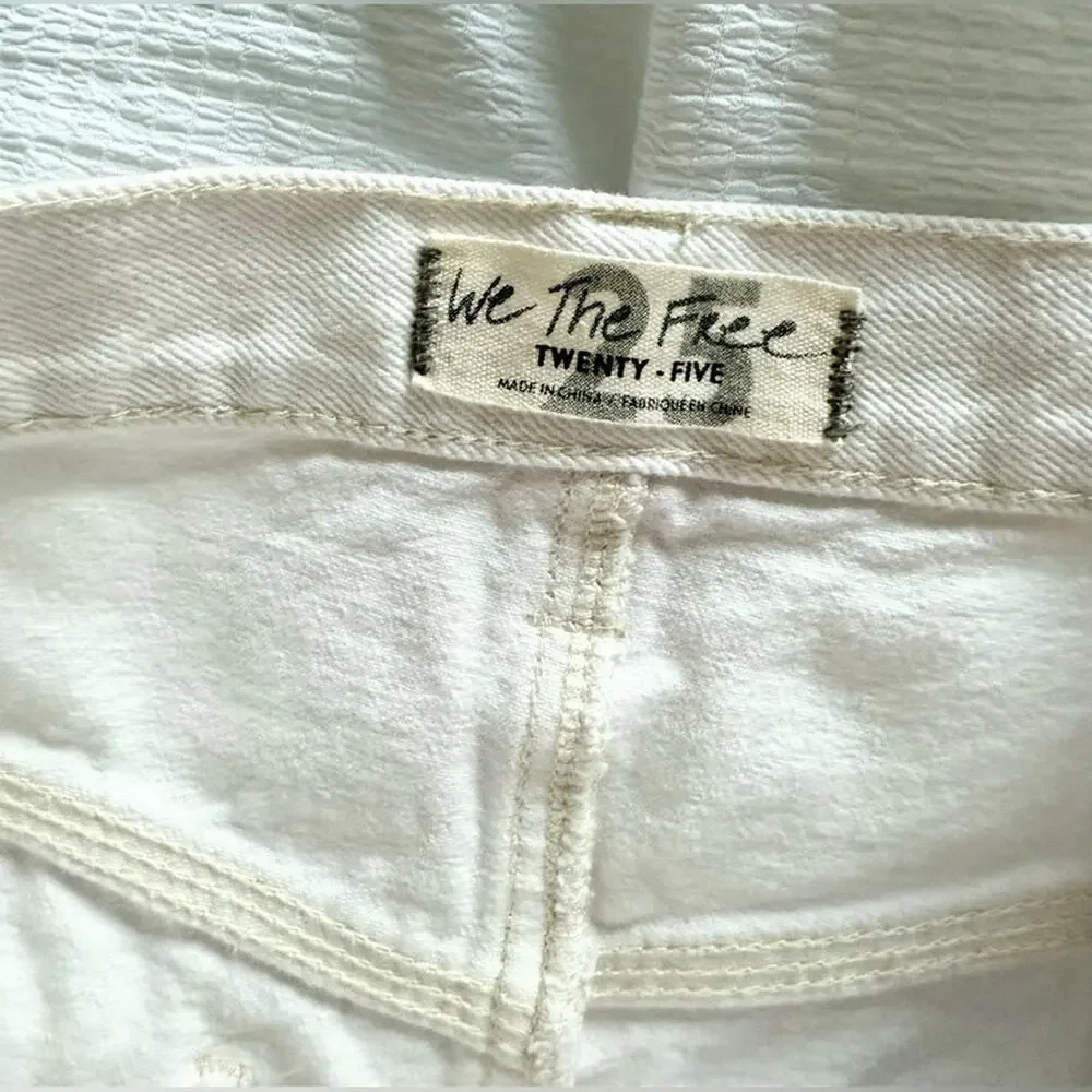 Free People We the Free Side Car Mini Skirt White Clay Denim Skirt Size 25
